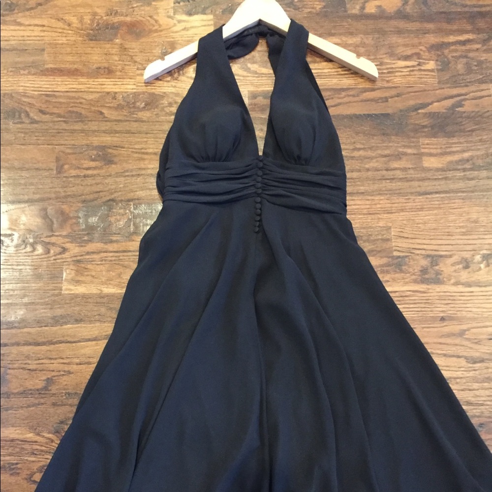 WHBM knee-length black halter dress size 8